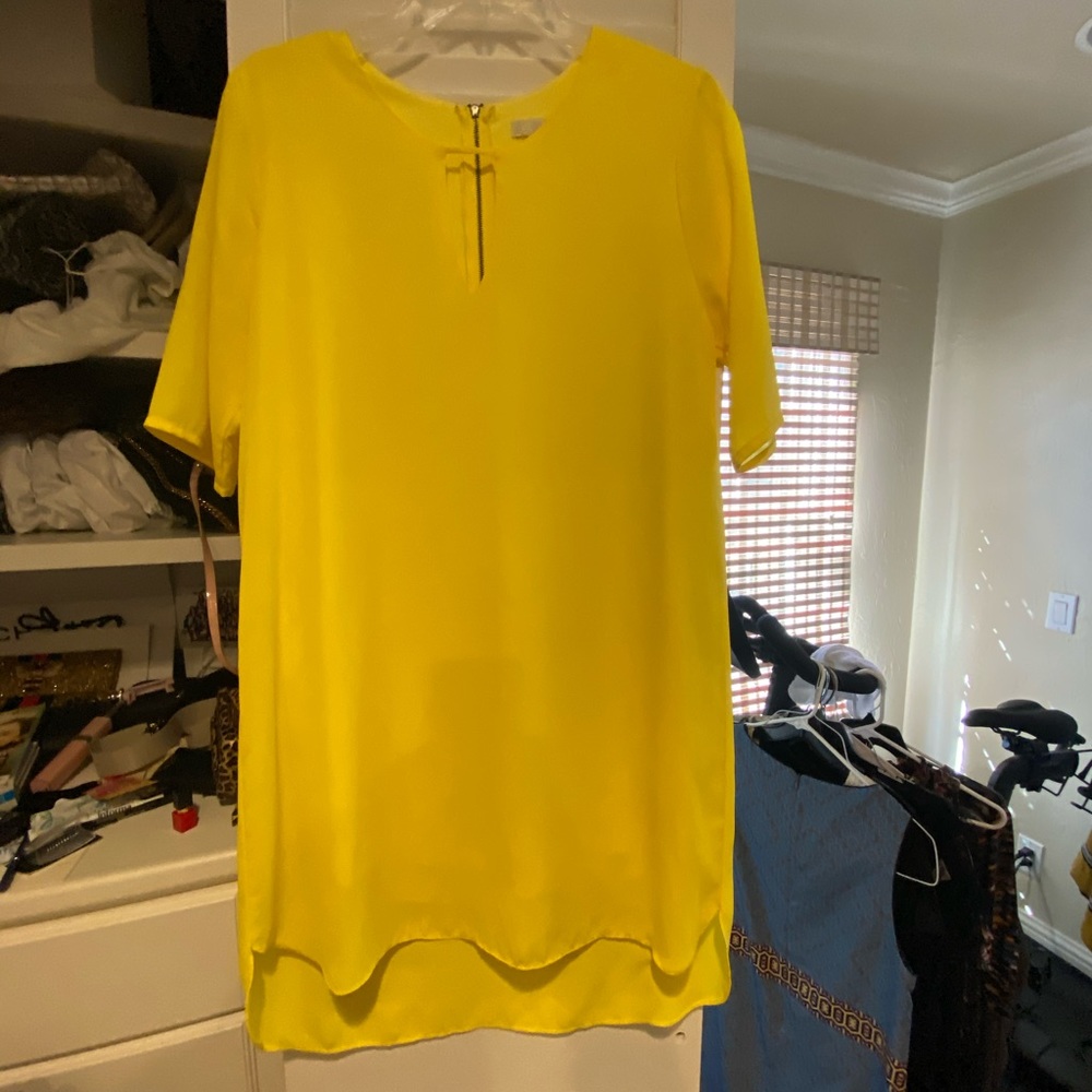 GB high low yellow dress with sleeves